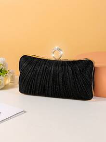 女士晚宴手拿包,派對、舞會小錢包,正式場合裝束或旗袍手袋 - 黑色 - 查看 6