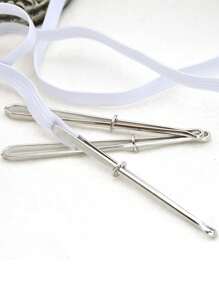 2pcs Elastic Clip Wearing Elastic Band Clip Belt Threader Sewing DIY Tool Belt Guide Trouser Belt Guide Needle Guide - Silver - View 1