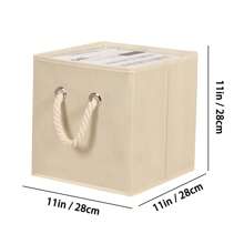 1pc 11 Inch Milky White Cube Storage Bins, Fabric Cube Organizer Box Single Sided  Rope Handle,Foldable Cube Storage Baskets For Shelf, Closet Organizers And Storage Box, Bedroom Dorm Accessories, Home Organization And Storage Supplies