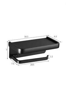 Suporte de papel higiênico de parede preto, para celular, rack para papel higiênico em alumínio