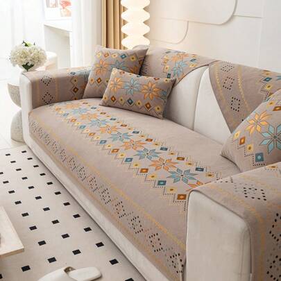 1 件四季沙发垫套，波西米亚现代简约防滑沙发座垫，防尘可洗沙发套，适用于卧室、办公室、客厅、L 型沙发和 1-2-3-4 座套