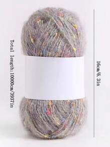 1 sợi len chấm khăn sợi đan, dây dệt kim cầu vồng bóng bàn màu hỗn hợp, 50g, được sử dụng để đan tay tự làm, móc, mũ, áo len, ví, quần áo búp bê, v.v. - màu xám khói - Xem 2