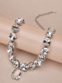 1 Vòng Cổ Thủy Tinh Thời Trang Cho Nữ, Phụ Kiện Dự Tiệc Phóng Đại - Bạc - Xem 10