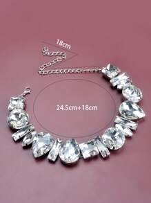 1 Vòng Cổ Thủy Tinh Thời Trang Cho Nữ, Phụ Kiện Dự Tiệc Phóng Đại - Bạc - Xem 3