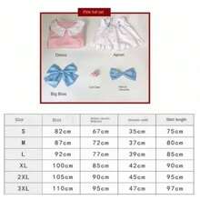 Disfraz de sirvienta Francesa para Mujer, Traje de sirvienta, Uniforme de Cosplay, Vestido con Pajarita Rosa Linda Set - Rosa - Ver 2