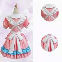 Disfraz de sirvienta Francesa para Mujer, Traje de sirvienta, Uniforme de Cosplay, Vestido con Pajarita Rosa Linda Set - Rosa - Ver 7