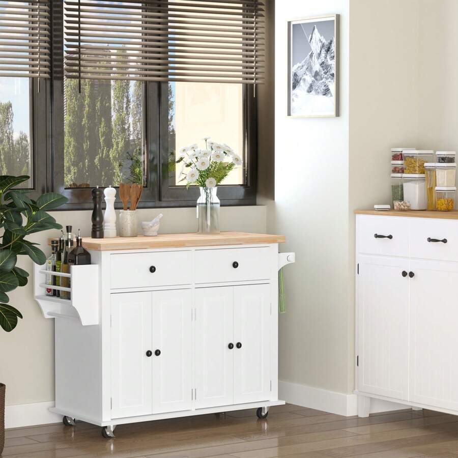 HOMCOM Storage Islands & Carts - White - View 1