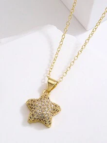 1pc New Year's Stainless Steel Pendant Necklace 45+5cm Long Necklace Can Be Worn By Men And Women Valentine's Day Gift - Star - View 5