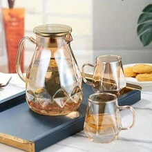 1800毫升/60盎司玻璃液体容器，配不锈钢盖、鹰嘴式壶嘴，浅色硼硅酸盐玻璃材质，适用于冷萃咖啡、冰咖啡、散装茶叶、晒茶、冷水等，厨房饮品制作器具 - 琥珀 - 查看 4