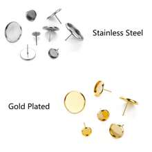 4 Thép Không Gỉ Mạ Vàng Bông Tai Bông Cài Đặt Cho Cabochon Căn Cứ Tự Làm Trang Sức Làm Cho Những Phát Hiện - Vàng - Xem 5
