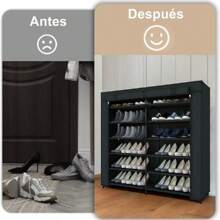 Zapatera Organizador Zapatos 42 Pares Compartimientos Metal - Negro - Ver 5