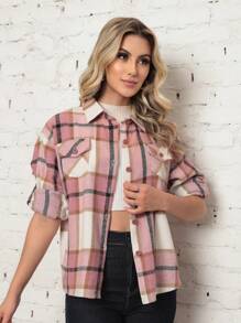 Women Blouses - 藕粉色 - 查看 2