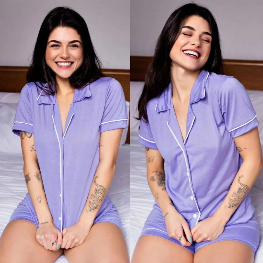 Women Pajama Sets - 中紫紅色 - 查看 1