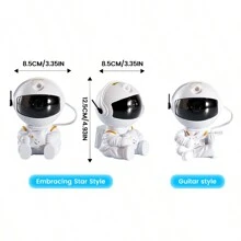 Astronaut Starry Sky Colorful Projector Lamp Starry Atmosphere Night Light Usb Plug And Play, Star-Based Guitar Model Remote Control 180° Head Magnetic Adjustable Laser Nebula Lamp Astronaut Ornament - White - View 3
