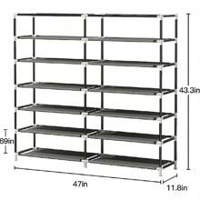 Zapatera Organizador Zapatos 42 Pares Compartimientos Metal - Negro - Ver 6