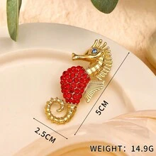 1 Pieza Broche De Diseño De Caballito De Mar Vintage Con Incrustaciones De Aleación Y Diamantes De Imitación, Accesorio De Alta Gama Adecuado Para El Uso Diario De Mujeres Con Trajes Y Abrigos - Blanco - Ver 4