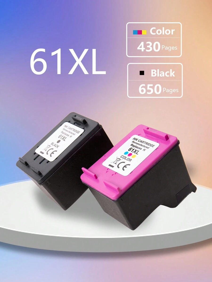 Remanufactured Printer Ink Cartridge Replacement For HP 61XL To Use With HP Deskjet 1000 1010, Envy 4500 4501 5530 5531, Officejet 2620 2621 2622  Printer - Multicolor - View 1