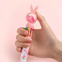 1pc Easter Gifts For Children Random Design Kawaii Cartoon Sequin Rabbit Ballpoint Pen 10 Colors Pen Cute Bunny School Office Stationery Multicolor Ball Point Pen,Back To School