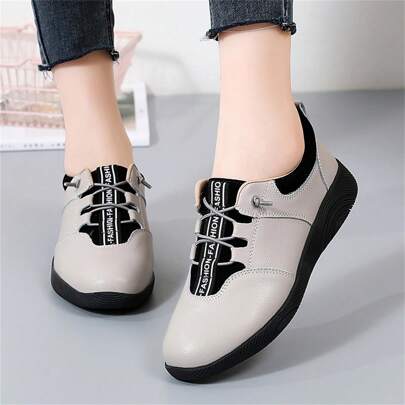 Scarpa Da Passeggio Piatta Estiva/primaverile Per Donne, Comoda, Morbida Suola, Scarpe Da Ginnastica All'aperto Con Lacci