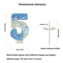 1支漸層藍色生日蠟燭帶海洋珍珠裝飾,創意數字氛圍蠟燭0-9,海洋主題生日蛋糕裝飾蠟燭,烘焙甜點裝扮蠟燭 - 漸層藍色貝殼 - 查看 2