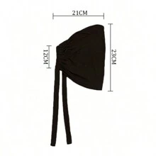 1pc Under Cap Women Hijab Solid Color Abaya Accessories Modal Headband With Elastic Cord And Adjustable Knot, Suitable For Daily Wear Women Veil - Black - View 4
