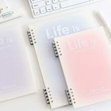 1pc A5 Not-Slip Loose-Leaf Notebook With Removable Binder, Gradient Design, Simple Style, For Student & Office Worker - Pink - View 4