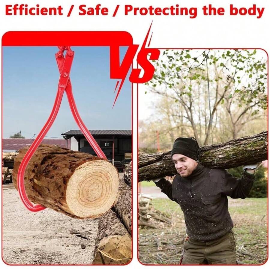 Double Claw Log Lifting Tongs, Swivel Type Chain Ling, Heavy Duty Felled Timber Claw Hook, Log