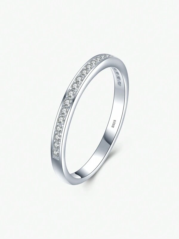 MODIAN Anillos de dedo de joyería de declaración para bodas y compromisos, de plata de ley 925 con  simple y circonita clásica para mujeres