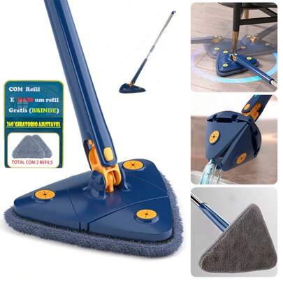 Esfregão Triangulo Mop COM 2 REFIL De Limpeza Ajustável Giratória 360° Limpeza