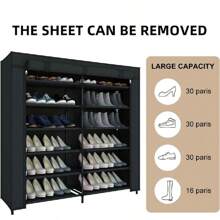 Zapatera Organizador Zapatos 42 Pares Compartimientos Metal - Negro - Ver 4