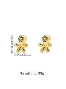 Set de 2 pendientes de acero inoxidable chapado en oro de 18K con diseño floral lindo, adecuados para uso diario y fiestas de mujeres, gran regalo