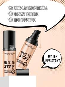 Misslyn 持久防水粉底液,均匀肤色,防水防晕染,质地柔滑,高遮瑕,滋养肌肤,Y2K风格妆容,适合派对、海滩、旅行、度假、露营、户外活动,玫瑰色调,时尚少女新年妆容,适合角色扮演、校园风、春节、情人节礼物,纯素,零残忍,冬季必备,生日、圣诞节礼物,派对必备,最佳色号 - 110 - 查看 6