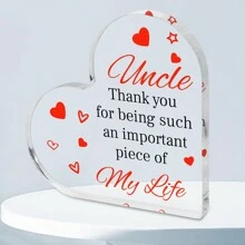 1入組透明心形亞克力牌匾,叔叔禮物帶語錄 - 父親節生日禮物,從姪女姪子送給叔叔的桌面裝飾卡禮物,創意美學家居辦公室裝飾,桌上擺設,紀念禮物,精緻禮物的理想期間禮物,藝術工藝裝飾禮物,新房禮物 - 無色 - 查看 1