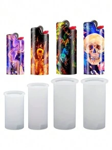 1入特殊打火機殼樹脂模具，樹脂環氧鑄造矽膠模具可用於打火機保護套和手工藝配件 - 白色 - 查看 4