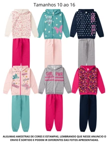 2 Conjuntos Moletom Infantil Juvenil de MENINA ou MENINO 1 ao 16 KIT SORTIDO - Rosa Bebê - Visão 5