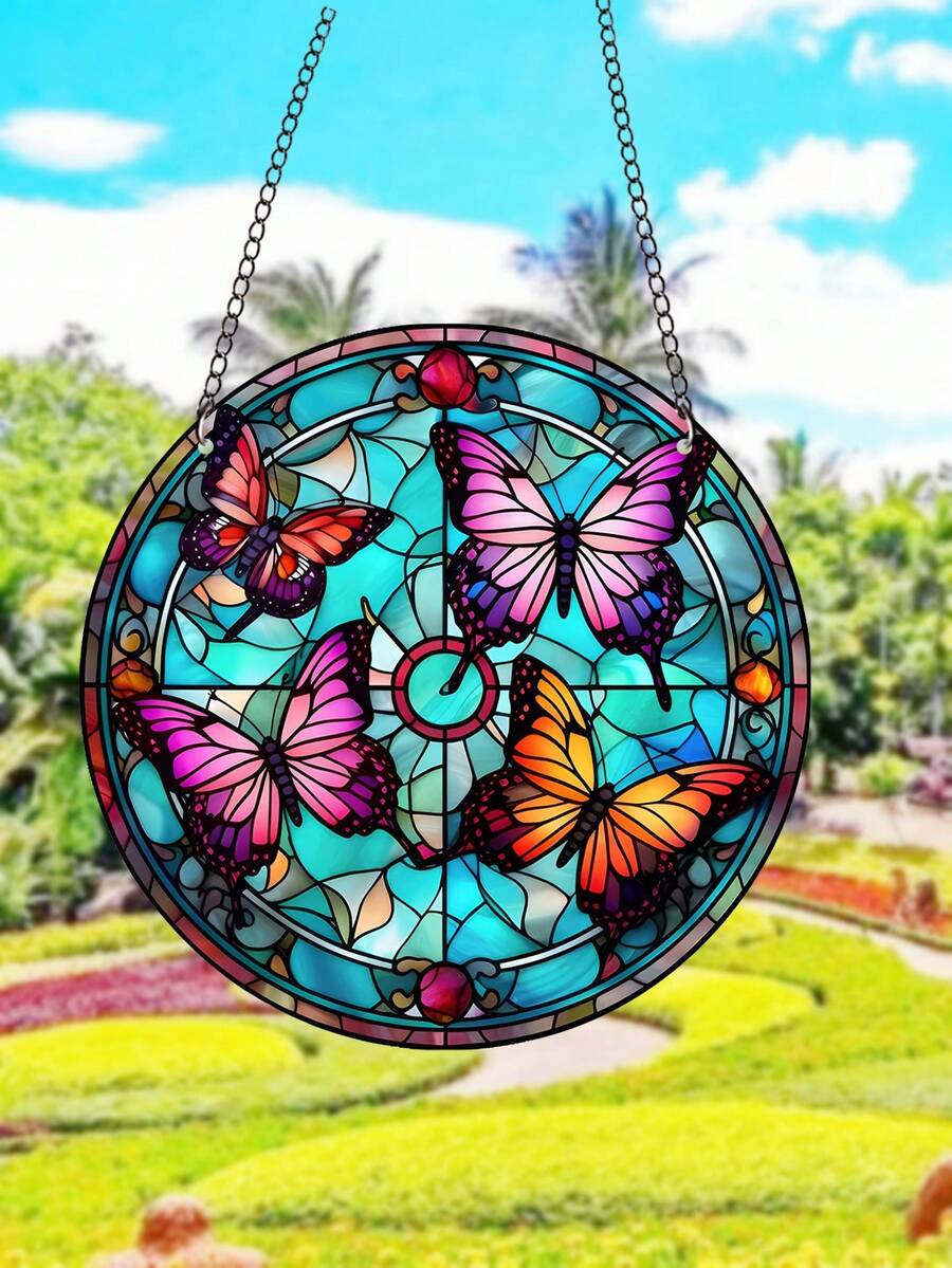 1個蝴蝶圖案捕夢網 - 藍色 - 查看 1