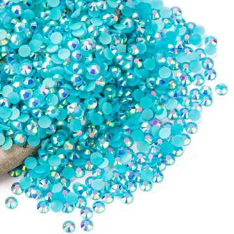 1100Pcs/2100Pcs Sky Blue Ab Flat Back Resin Rhinestones Beads, 2Mm 3Mm 4Mm 5Mm 6Mm Non-Hotfix Flatback Round Jelly Resin Rhinestones Gems For Diy Jewelry Craft, Nail Art Decoration, Face Makeup, Making Accessories, Shoes, Clothes, Bags Nail Charms Nail Supplies Nails