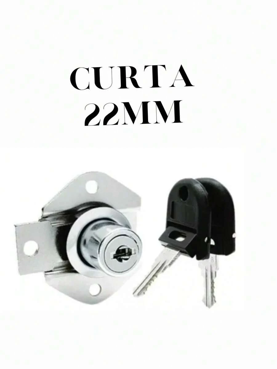 Fechadura Para Gaveta, Armário, Batente e moveis em geral 22 MM e 31mm EM GERAL - CINZA+PRETO - Visão 1