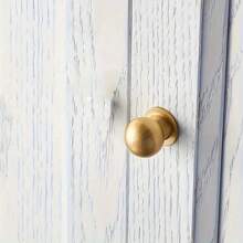 1把實心鋅合金衣櫥門把手,銅色圓形把手,設計用於櫥櫃和抽屜,通用家具拉手 - 銅色 - 查看 1