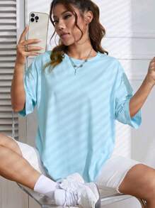 Plus Size T-Shirts - 淺藍色 - 查看 2
