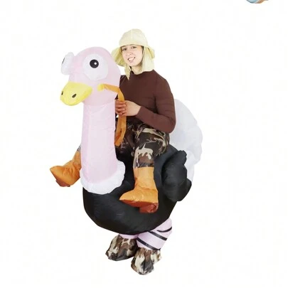 1pc Adorable Funny Unique Ostrich Design Half Body Inflatable Suit, Christmas LARP Play Inflatable Costume Props, Party Decors Photography Props, Stage Performance Accessories