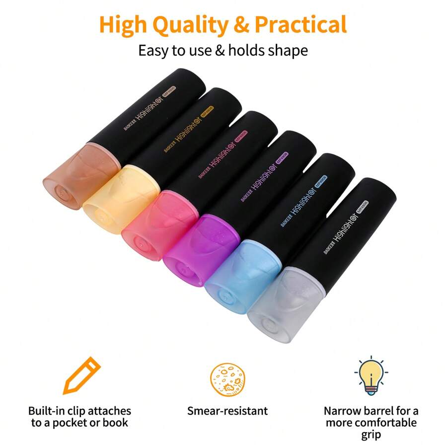 6 Pack Highlighters Set, Pastel Highlighter Pen Chisel Tip Marker Pen