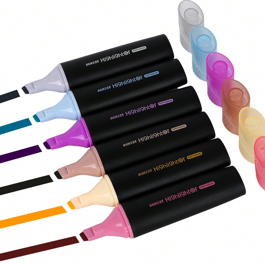 6 Pack Highlighters Set, Pastel Highlighter Pen Chisel Tip Marker Pen