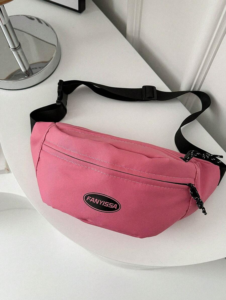 1 Stylish Solid Color Minimalist Waist Bag With Adjustable Zipper And Multi Pocket Chest Bag - Hot Pink - View 1