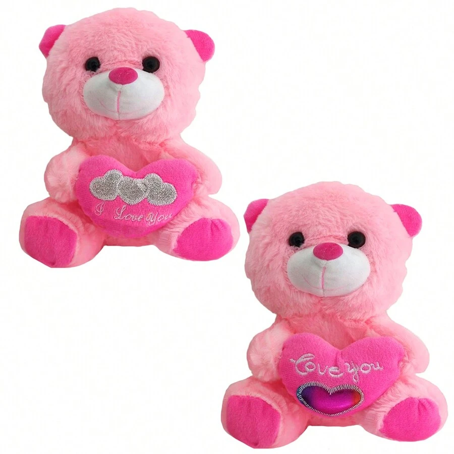Teddy Bear Valentine's Day February 14 Gift Love Friendship Couple Boyfriends Plush Soft To The Touch Tender Bear Heart Surprise Couple - Pink - View 1