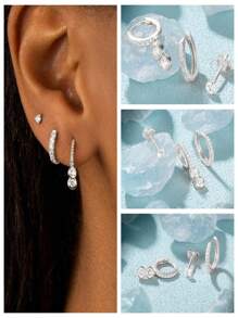 3 件裝 925 純銀蝴蝶星星耳環女式時尚耳環 18k 鍍金完美適合婚禮情人節高級珠寶 - 金色 - 查看 1