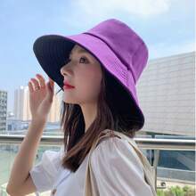 New Spring Summer Style Women's Double-Sided Outdoor Bucket Hat, Sun Hat, Fashionable, Versatile, With Large Brim Casual - Bird's Eye Bucket Hat - View 18