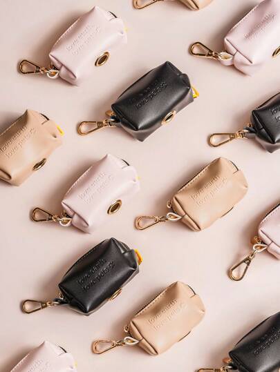 nicovaer 1pc Color Selectable PU Material Leash Holder Bag, Portable Pet Poop Waste Bag Dispenser (Leash & Waste Bags Not Included), For Cats & Dogs Outdoor Use