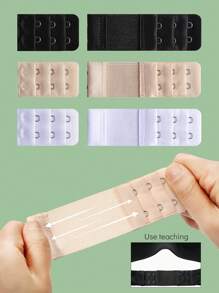 6pcs Elastic 3 Rows 2 Hooks Bra Extension Strap, Bra Extender Hook, Underwear Accessory - Multicolor - View 1