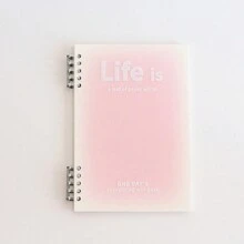 1pc A5 Not-Slip Loose-Leaf Notebook With Removable Binder, Gradient Design, Simple Style, For Student & Office Worker - Pink - View 6